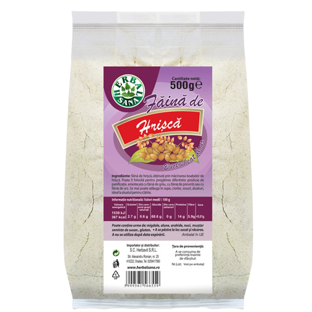 Faina de hrisca, 500 g, Herbavit