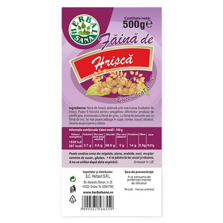 Faina de hrisca, 500 g, Herbavit 705679