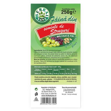 Faina din seminte de struguri, 250 g, Herbavit 705857