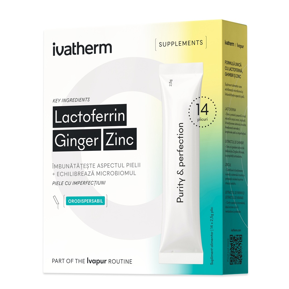 Lactoferrin Ginger Zinc, 14 plicuri orodispersabile, Ivatherm