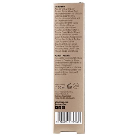 Fluid hidratant cu spf 50 si acid hialuronic, 50 ml, Altruist 685583