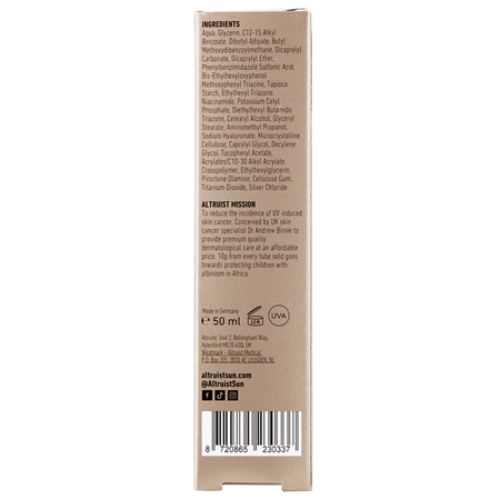 Fluid hidratant cu spf 50 si acid hialuronic, 50 ml, Altruist 685583