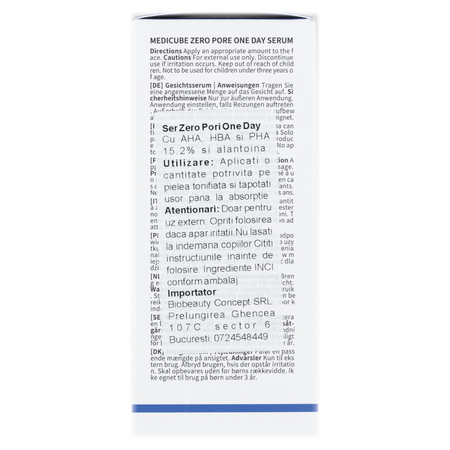 Ser facial pentru reducerea porilor si controlul sebumului Zero Pore One Day Serum, 30 ml, Medicube 739242