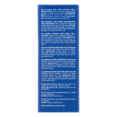 Ser facial cu formula avansata cu Exozomi pentru regenerare intensiva One Day Exosome Shot Pore Ampoule 7500, 30 ml, Medicube 739133
