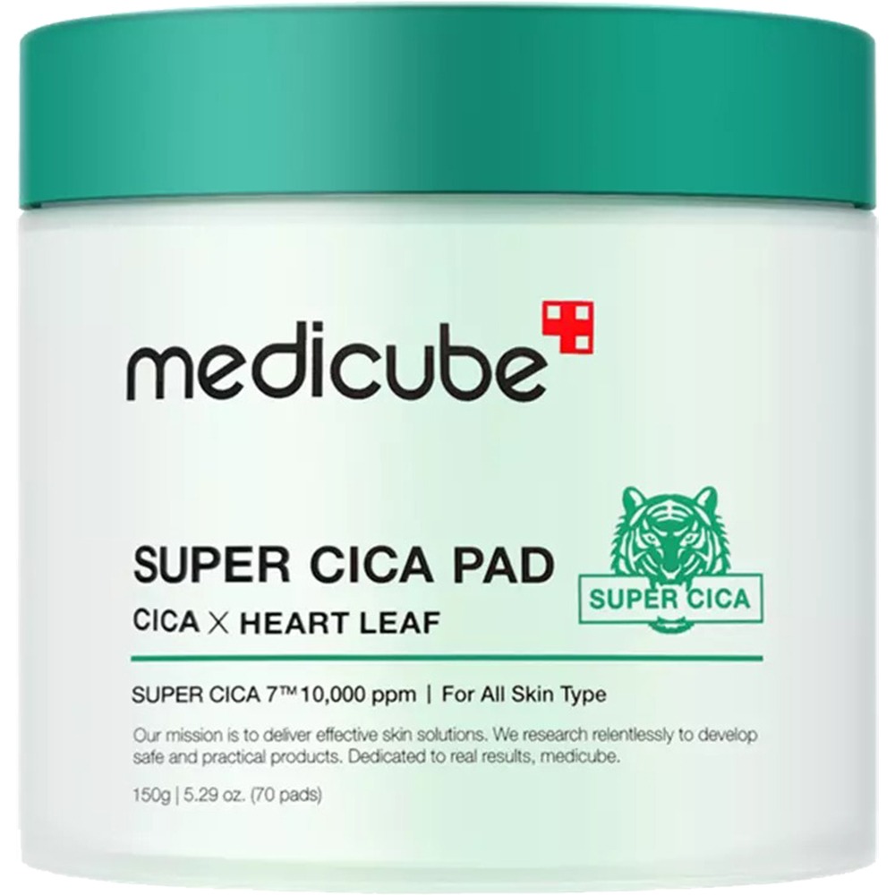 Dischete de fata cu toner pentru hidratarea si calmarea pielii sensibile Super Cica Toner Pad, 70 bucati, Medicube