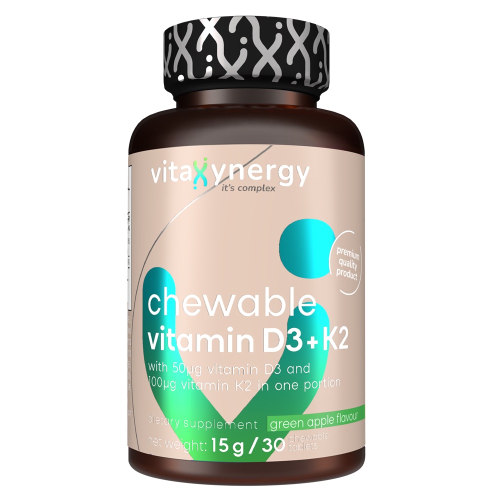 Vitamina D3+K2, 30 tablete masticabile, Vitaxynergy