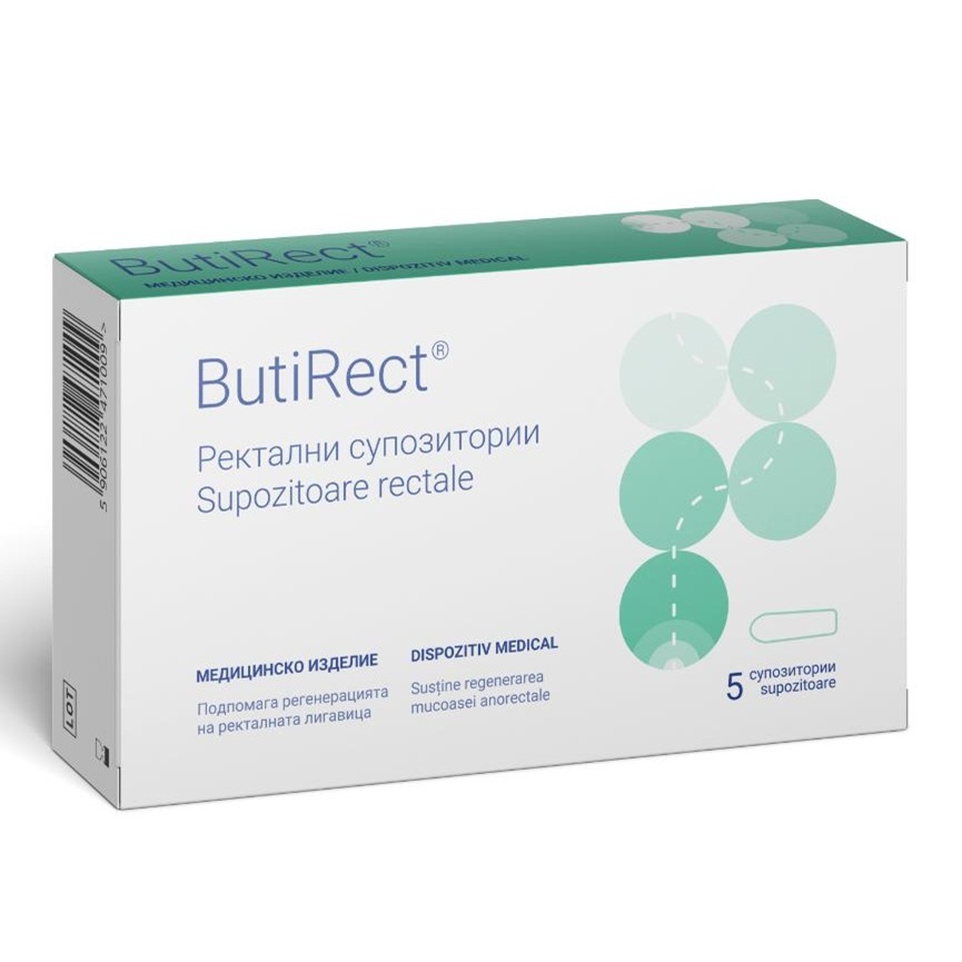 Supozitoare rectale cu efect protector si reparator Butirect, 5 bucati, Naturpharma