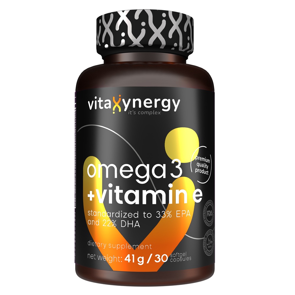 Omega-3 + Vitamina E forte, 30 capsule moi, Vitaxynergy