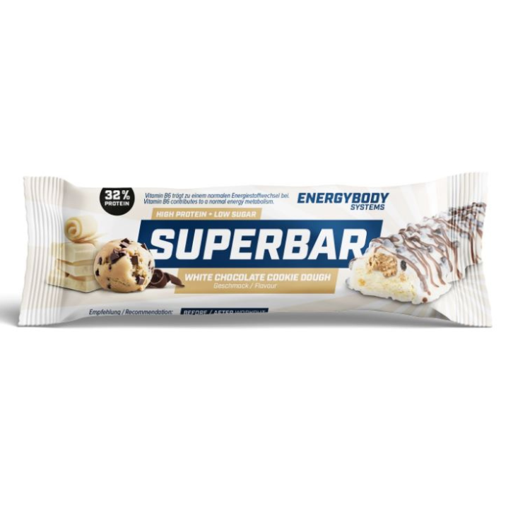 Baton proteic White Chocolate Cookie Dough Superbar, 50 g, Energybody