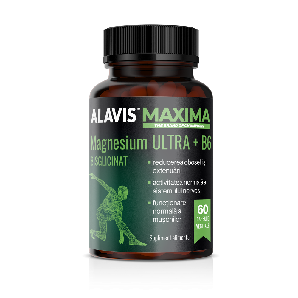 Magneziu bisglicinat Ultra+B6, 60 capsule vegetale, Alavis Maxima