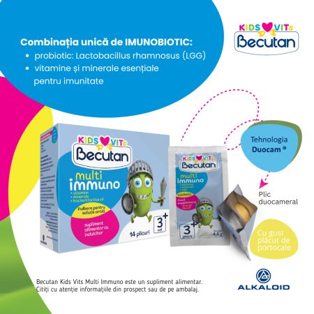 Probiotice Multi Immuno Kids, 14 plicuri, Becutan 640645