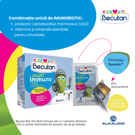 Probiotice Multi Immuno Kids, 14 plicuri, Becutan 640645
