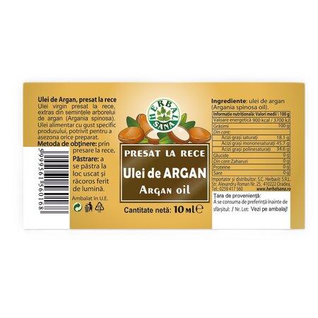 Ulei de argan, 10 ml, Herbavit 705292