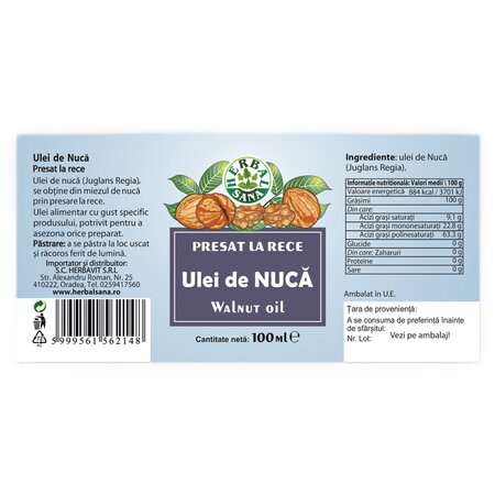 Ulei de nuca, 100 ml, Herbavit 705424