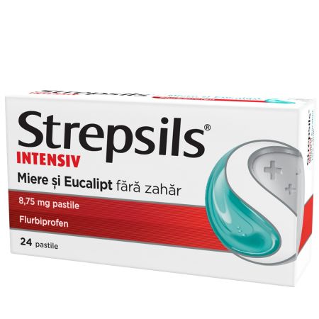 Strepsils Intensiv Miere si Eucalipt fara zahar, 8,75 mg, 24 pastile, Reckitt Benckiser Healthcare 639371