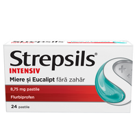 Strepsils Intensiv Miere si Eucalipt fara zahar, 8,75 mg, 24 pastile, Reckitt Benckiser Healthcare