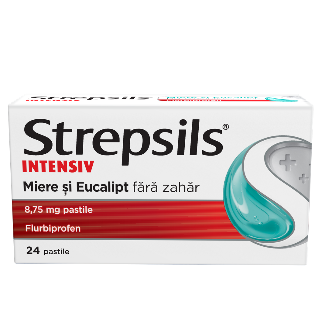 Strepsils Intensiv Miere si Eucalipt fara zahar, 8,75 mg, 24 pastile, Reckitt Benckiser Healthcare