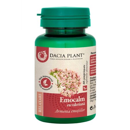 Emocalm cu valeriana, 60 comprimate, Dacia Plant