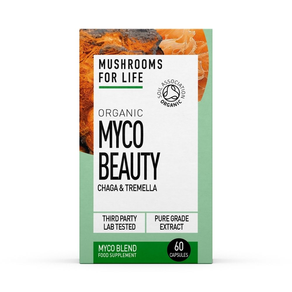 Organic Myco Beauty Chaga si Tremella, 800 mg, 60 capsule, MushroomsForLife