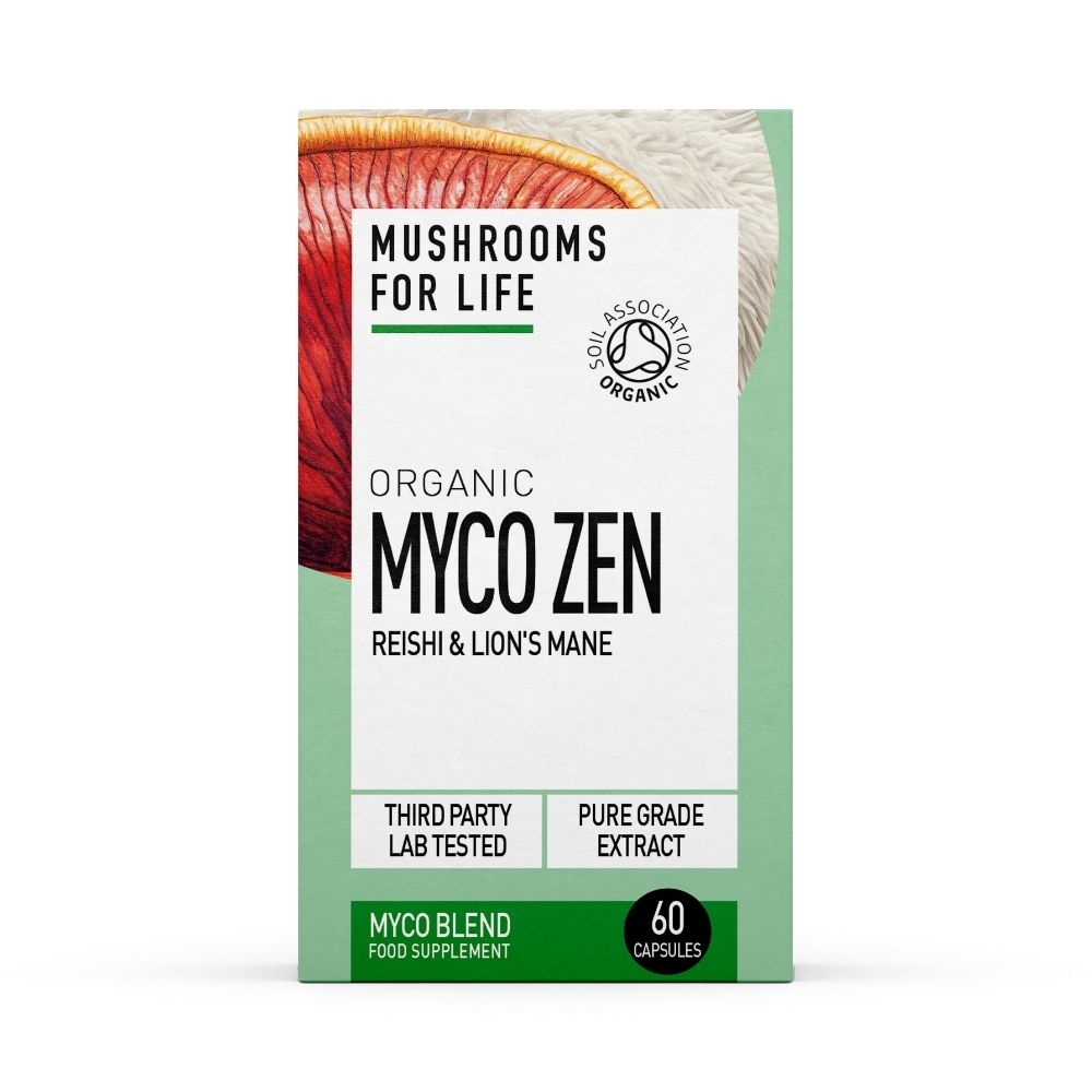 Organic Myco Zen Reishi si Lions Mane, 800 mg, 60 capsule, MushroomsForLife