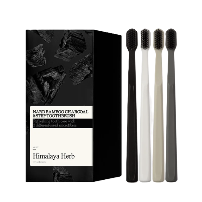 Set periute de dinti Bamboo Charcoal 2 Step Himalaya Herb, 20 bucati, Nard