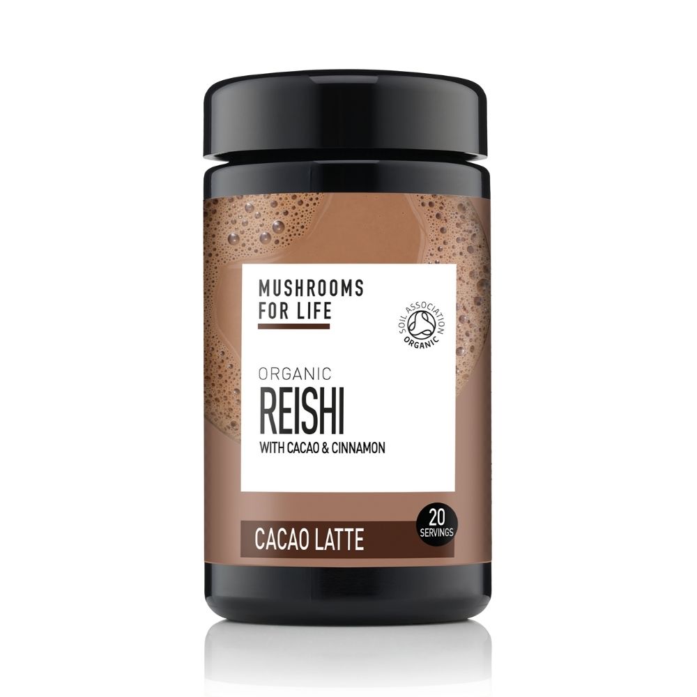 Organic Reishi cu cacao si scortisoara, Cacao Latte, 140 g, MushroomsForLife