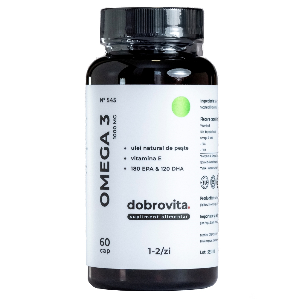 Omega 3 1000 mg si Vitamina E 5 mg, 60 capsule, Dobrovita