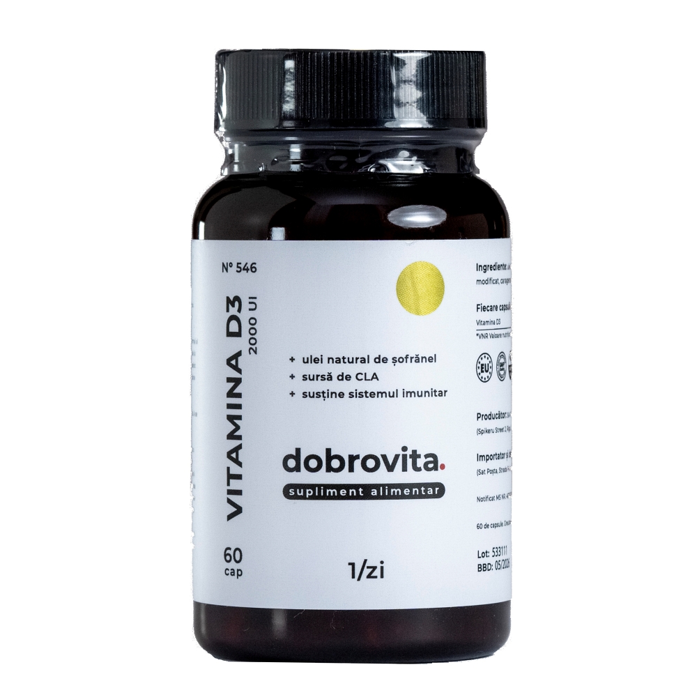 Vitamina D3 2000 UI, 60 capsule, Dobrovita