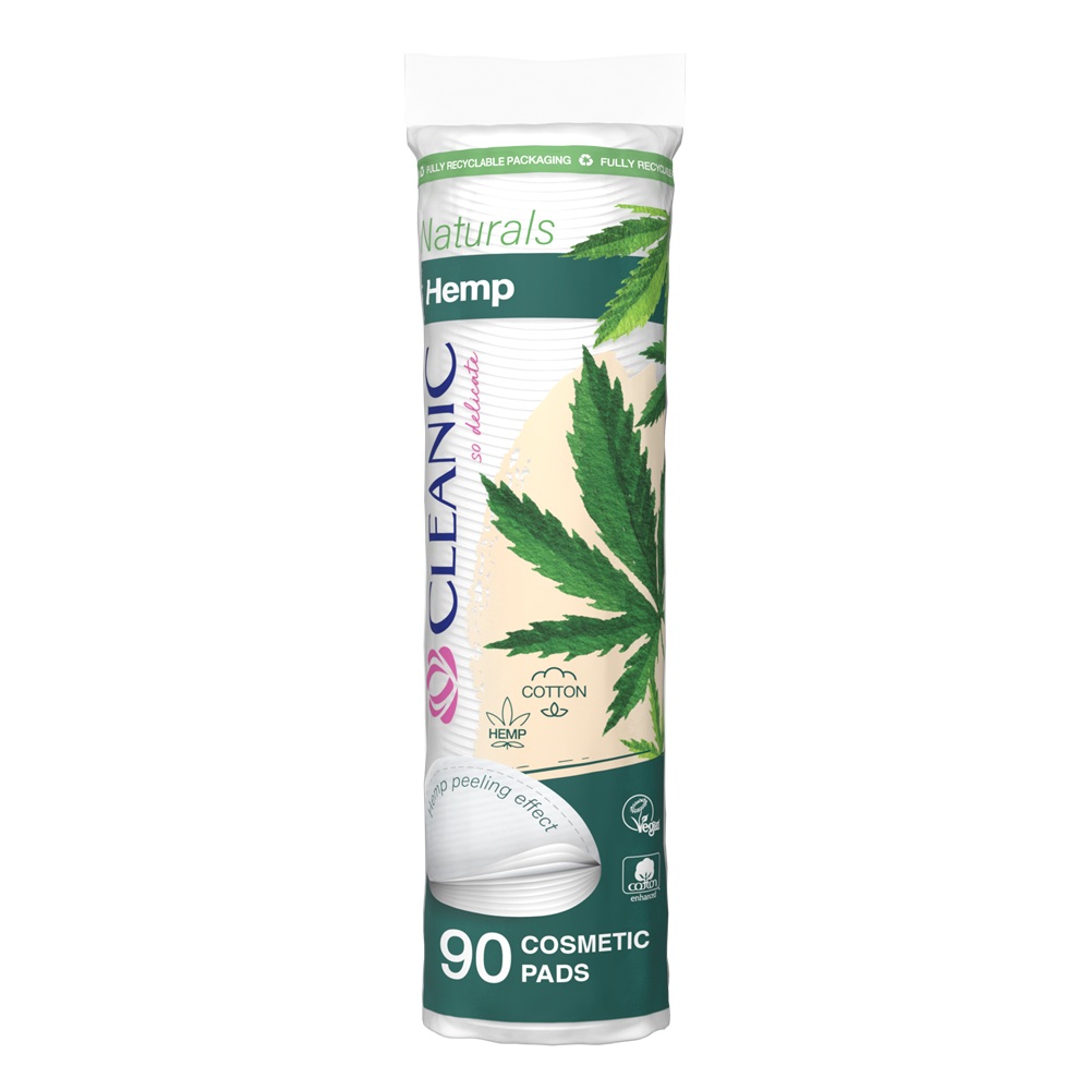 Dischete demachiante din bumbac si canepa Naturals, 90 bucati, Cleanic