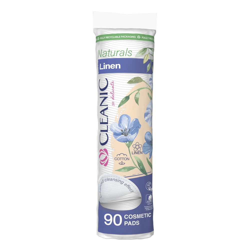 Dischete demachiante din bumbac si in Naturals, 90 bucati, Cleanic