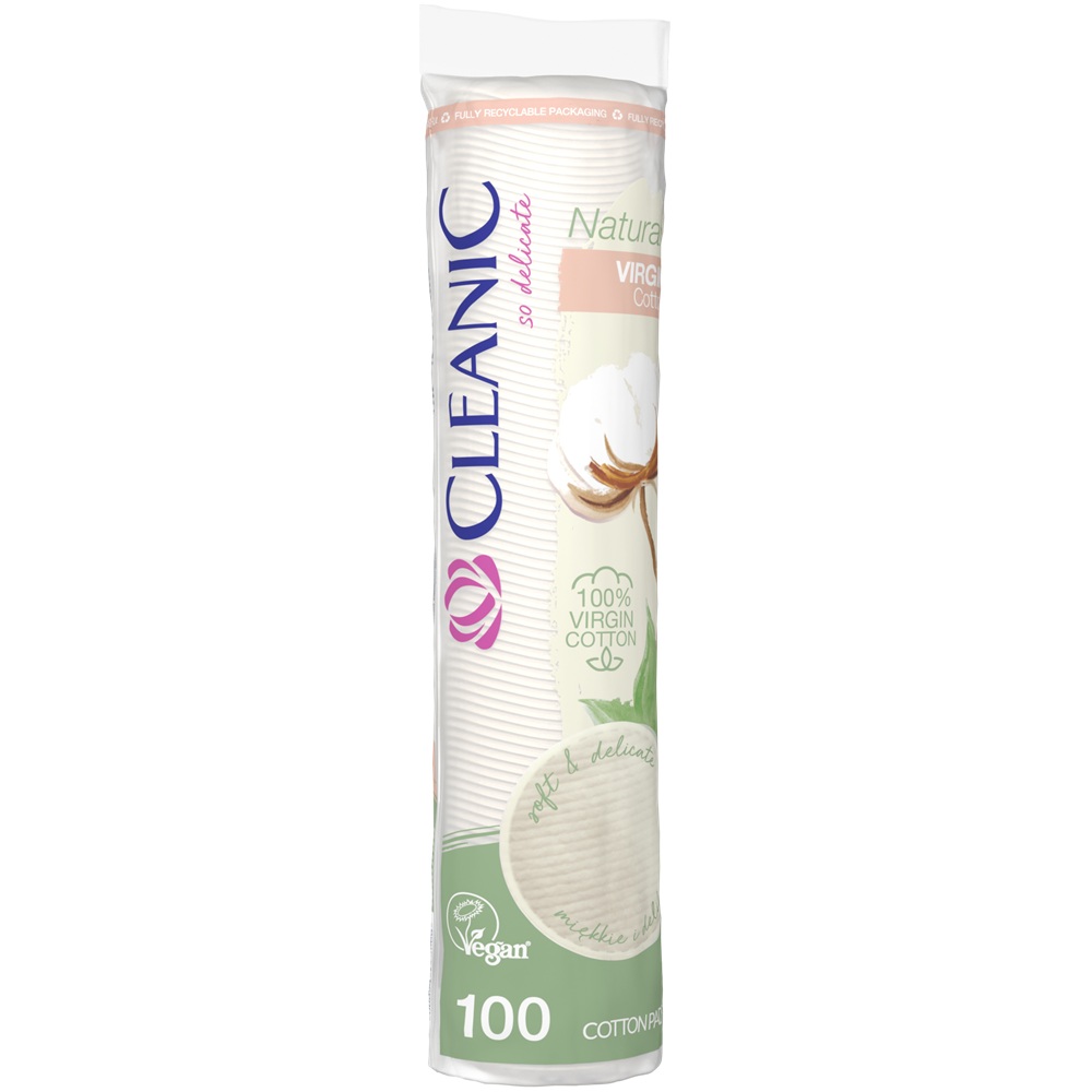 Dischete demachiante din bumbac natural Naturals, 100 bucati, Cleanic