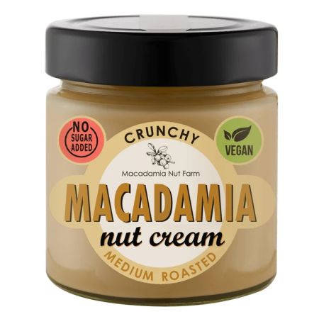 Crema de nuci de macadamia prajite mediu Crunchy, 180 g, Macadamia Nut Farm