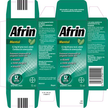 Afrin Mentol spray nazal, soluție, 0,5 mg/ml, 15 ml, Bayer 700982