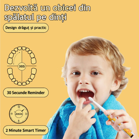 Periuta de dinti electrica pentru copii galbena J20C, 1 bucata, JTF 638075
