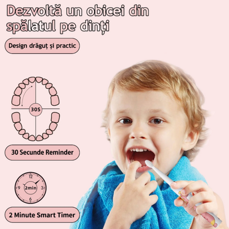 Periuta de dinti electrica roz pentru copii J20C, 1 bucata, JTF 638092