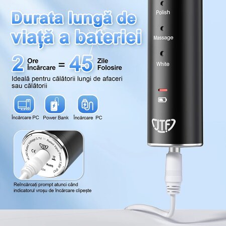 Periuta de dinti electrica neagra J40 Sonic, 1 bucata, JTF 736102