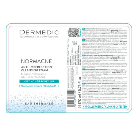Spuma de curațare anti-imperfecțiuni Normacne, 170 ml, Dermedic 707792