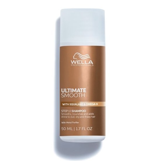 Sampon hidratant pentru par uscat si lipsit de stralucire cu Squalane & Omega 9 Ultimate Smooth, 50 ml, Wella Professionals