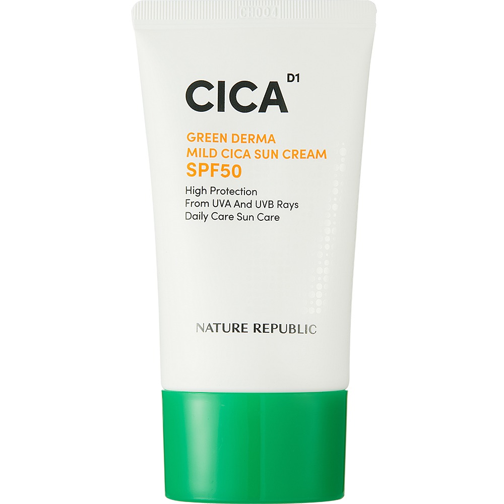 Crema cu extract de Cica si SPF 50 Green Derma Mild Cica, 50 ml, Nature Republic