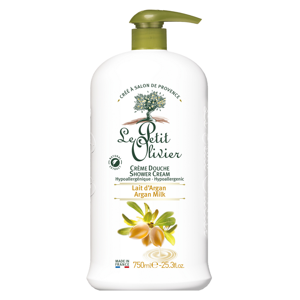 Gel de dus tip crema cu lapte de argan, 750 ml, Le Petit Olivier