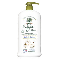 Gel de dus tip crema cu lapte de bumbac, 750 ml, Le Petit Olivier