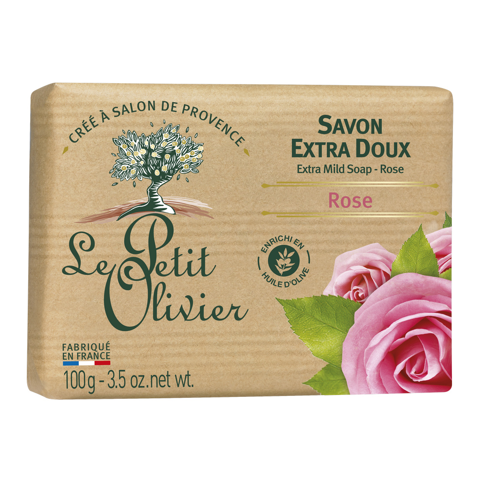 Sapun solid cu extract de trandafir, 100 g, Le Petit Olivier