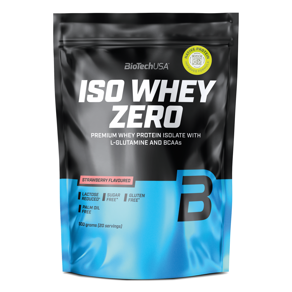 Pudra proteica cu aroma de capsuni Iso Whey Zero, 500 g, BiotechUSA