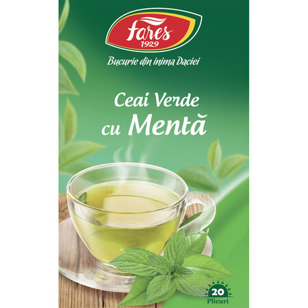 Ceai verde cu menta, 20 plicuri, Fares  623936