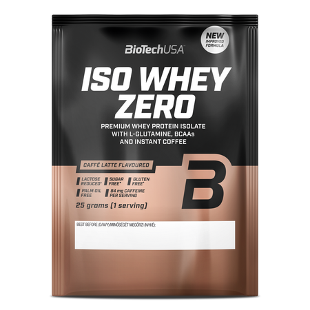 Pudra proteica cu aroma de Caffe Latte Iso Whey Zero, 25 g, BiotechUSA