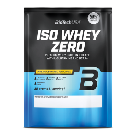 Pudra proteica cu izolat proteic din zer cu aroma de ananas si mango Iso Whey Zero, 25 g, BiotechUSA