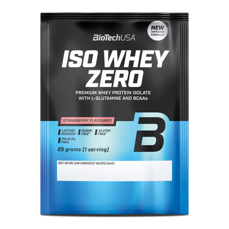 Pudra proteica cu aroma de capsuni Iso Whey Zero, 25 g, BiotechUSA