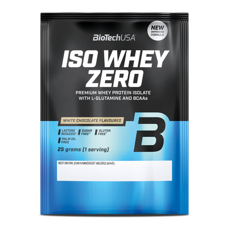 Pudra proteica cu aroma de ciocolata alba Iso Whey Zero, 25 g, BiotechUSA