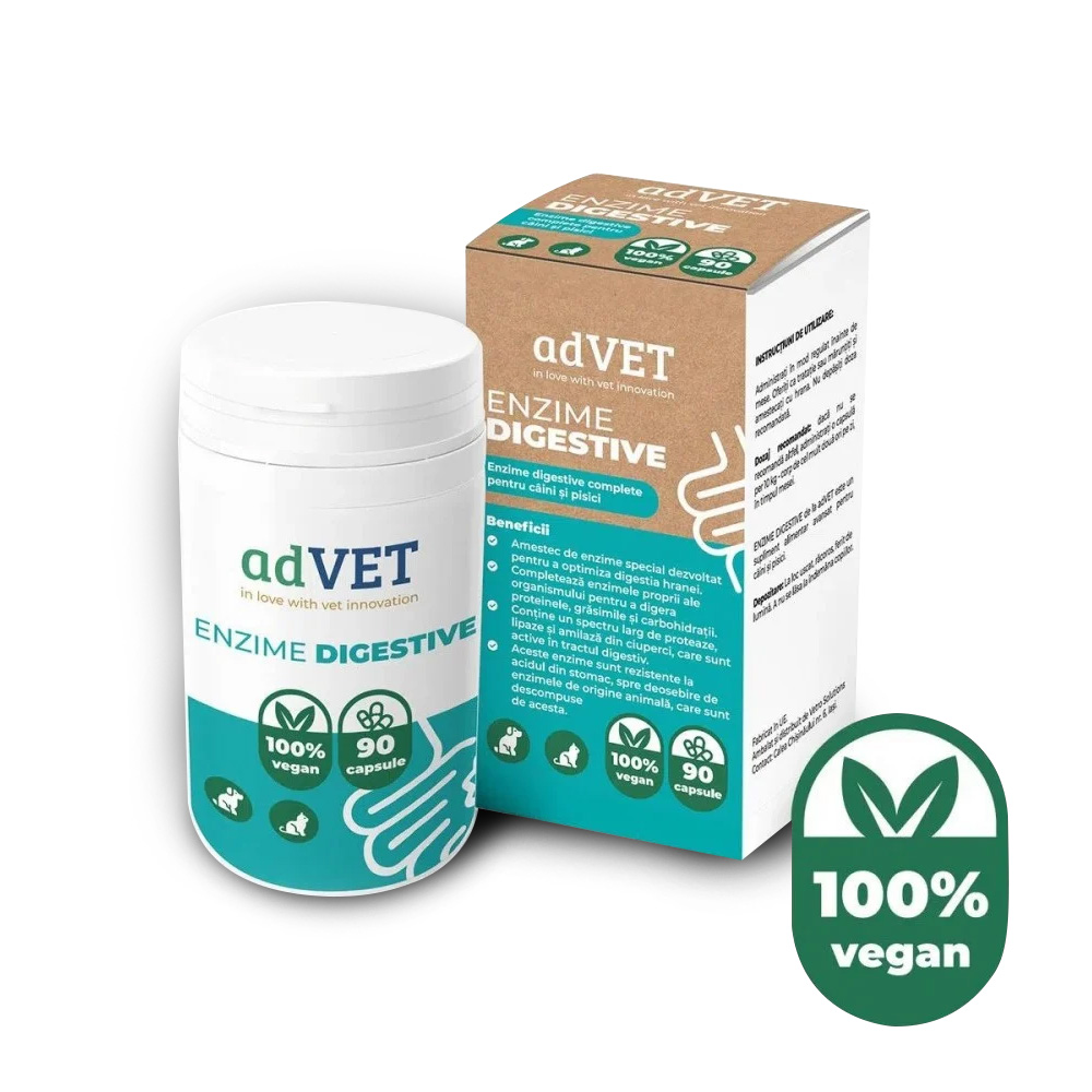 Enzime digestive complete pentru caini si pisici, 90 capsule, adVET