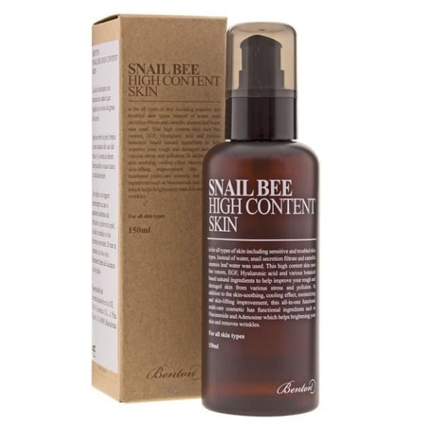 Toner hidratant cu secretie de melc si venin de albina Snail Bee, 150 ml, Benton